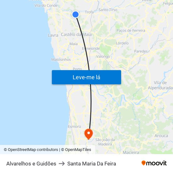 Alvarelhos e Guidões to Santa Maria Da Feira map