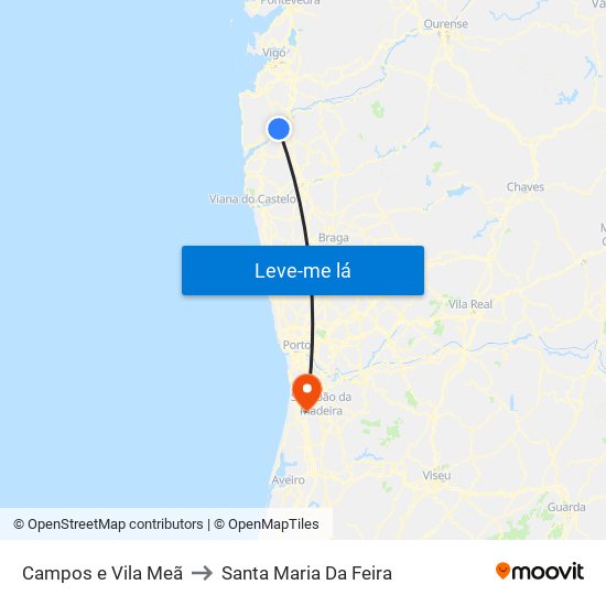 Campos e Vila Meã to Santa Maria Da Feira map