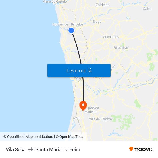 Vila Seca to Santa Maria Da Feira map