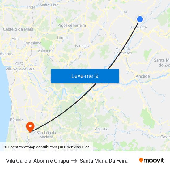 Vila Garcia, Aboim e Chapa to Santa Maria Da Feira map