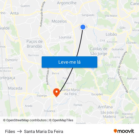 Fiães to Santa Maria Da Feira map