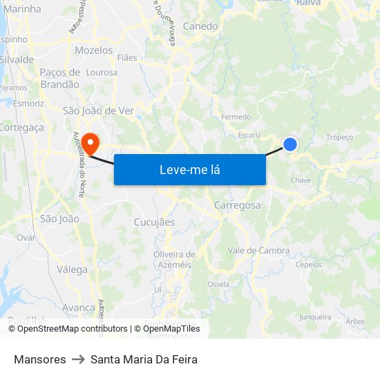 Mansores to Santa Maria Da Feira map