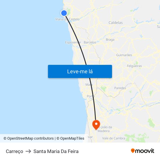 Carreço to Santa Maria Da Feira map