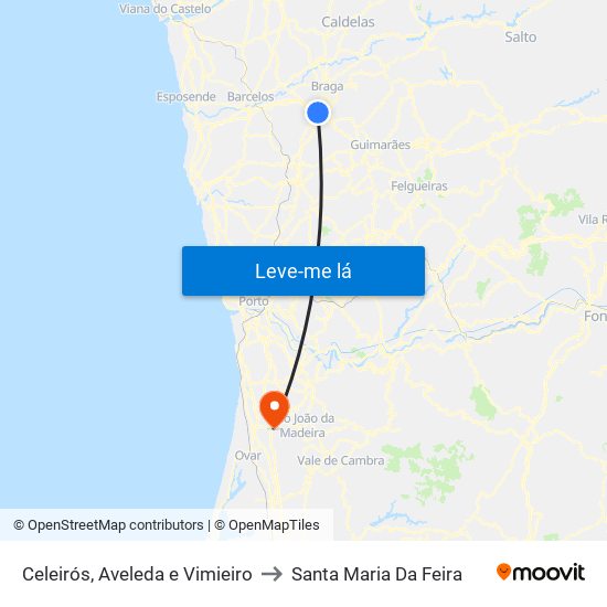 Celeirós, Aveleda e Vimieiro to Santa Maria Da Feira map