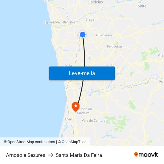 Arnoso e Sezures to Santa Maria Da Feira map