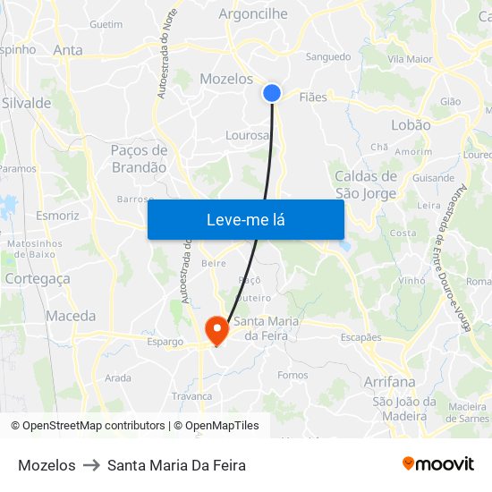 Mozelos to Santa Maria Da Feira map