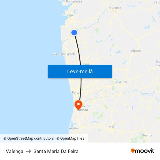 Valença to Santa Maria Da Feira map