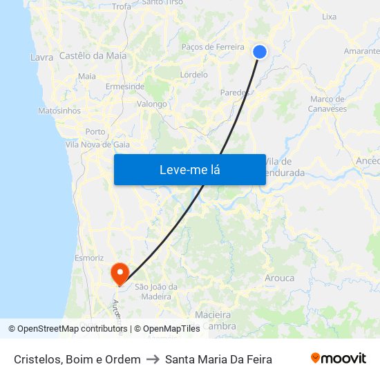 Cristelos, Boim e Ordem to Santa Maria Da Feira map