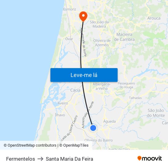Fermentelos to Santa Maria Da Feira map