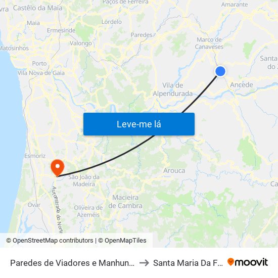 Paredes de Viadores e Manhuncelos to Santa Maria Da Feira map