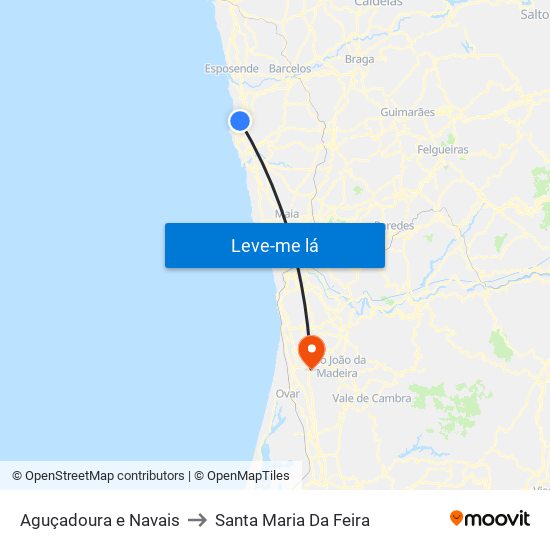 Aguçadoura e Navais to Santa Maria Da Feira map