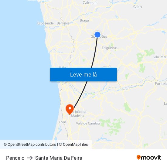 Pencelo to Santa Maria Da Feira map