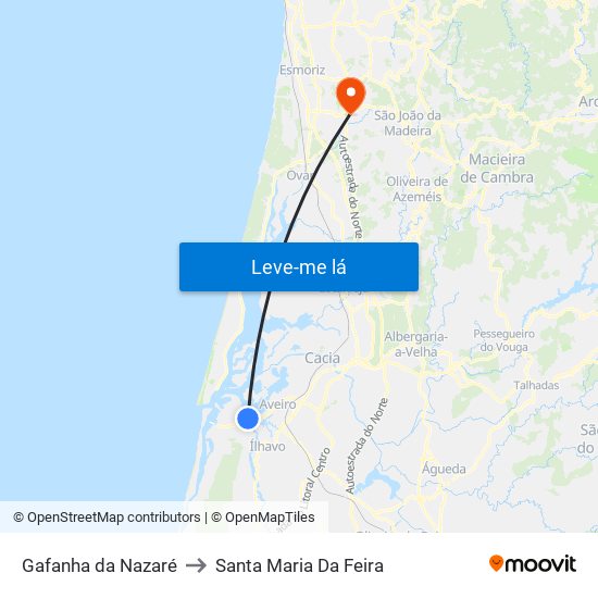 Gafanha da Nazaré to Santa Maria Da Feira map