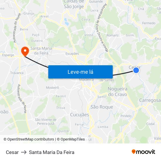 Cesar to Santa Maria Da Feira map
