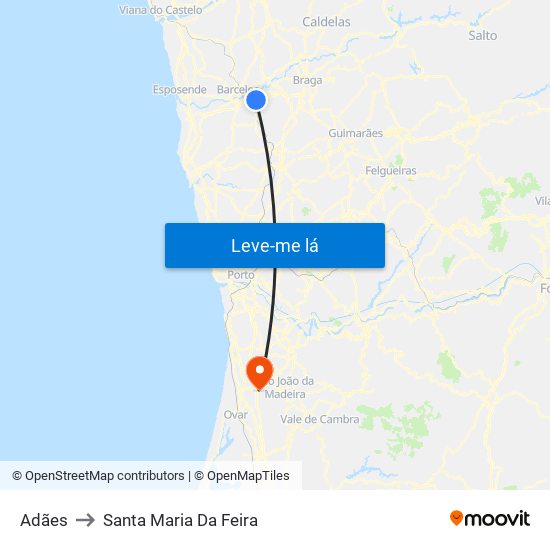 Adães to Santa Maria Da Feira map