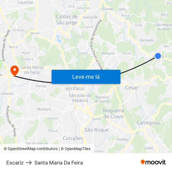 Escariz to Santa Maria Da Feira map