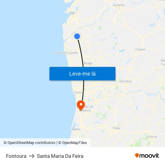 Fontoura to Santa Maria Da Feira map