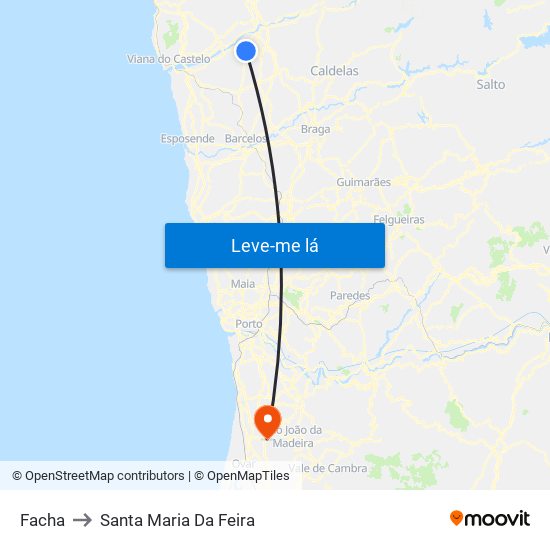 Facha to Santa Maria Da Feira map