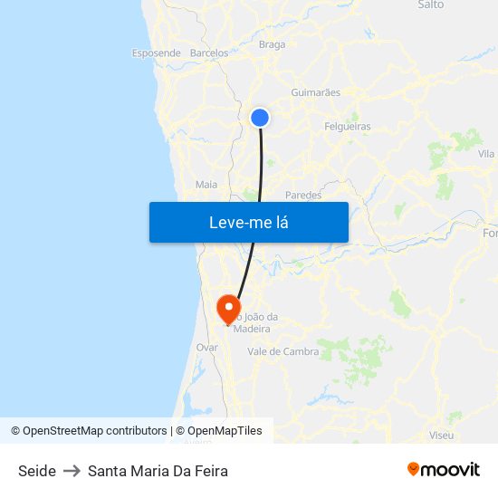 Seide to Santa Maria Da Feira map