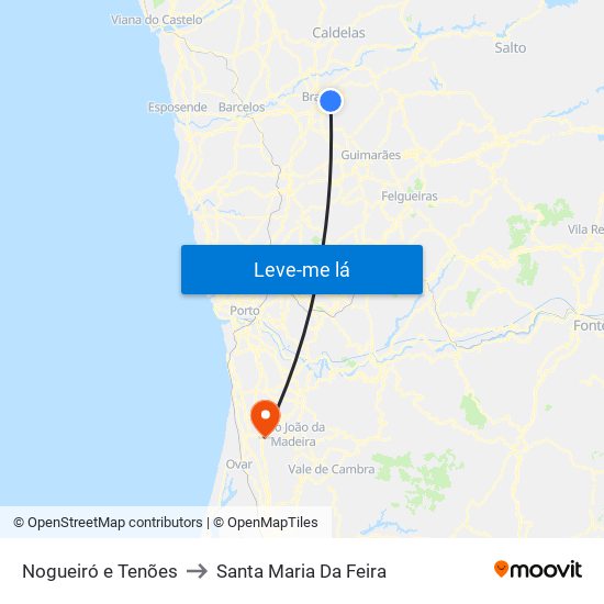 Nogueiró e Tenões to Santa Maria Da Feira map