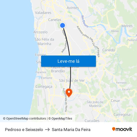 Pedroso e Seixezelo to Santa Maria Da Feira map