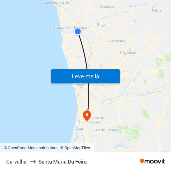 Carvalhal to Santa Maria Da Feira map