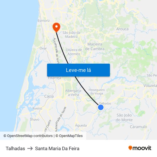 Talhadas to Santa Maria Da Feira map