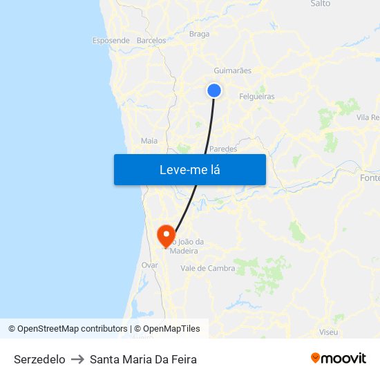 Serzedelo to Santa Maria Da Feira map