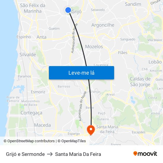 Grijó e Sermonde to Santa Maria Da Feira map