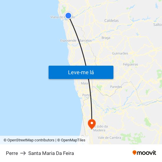 Perre to Santa Maria Da Feira map