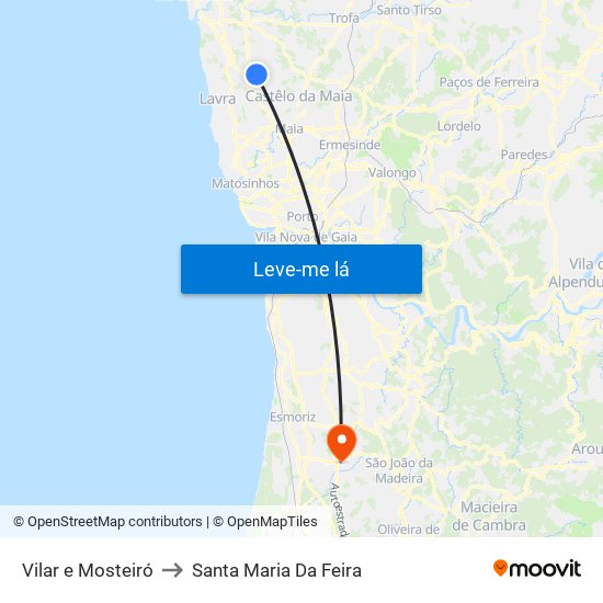 Vilar e Mosteiró to Santa Maria Da Feira map