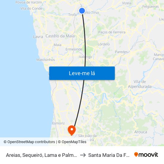 Areias, Sequeiró, Lama e Palmeira to Santa Maria Da Feira map