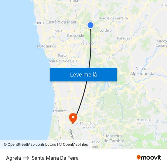 Agrela to Santa Maria Da Feira map