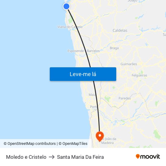Moledo e Cristelo to Santa Maria Da Feira map