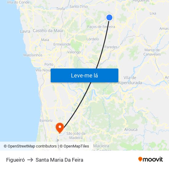 Figueiró to Santa Maria Da Feira map