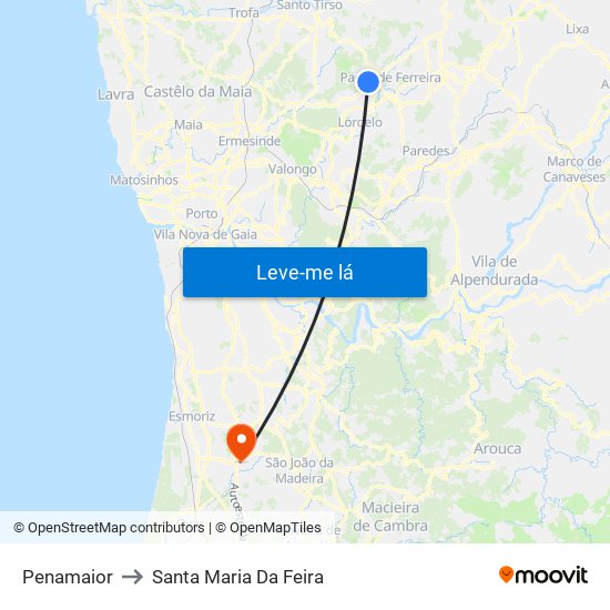 Penamaior to Santa Maria Da Feira map