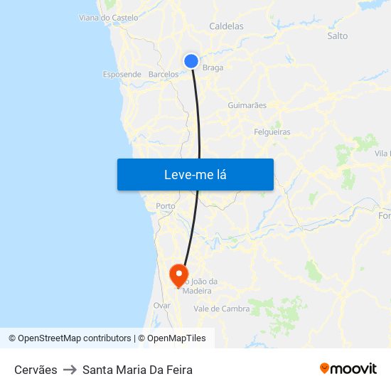 Cervães to Santa Maria Da Feira map