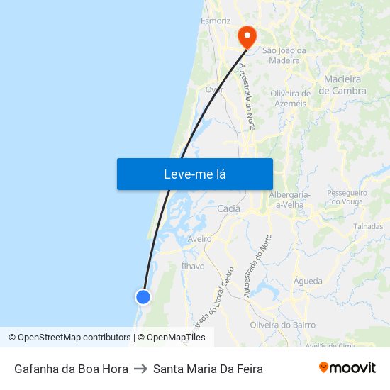 Gafanha da Boa Hora to Santa Maria Da Feira map