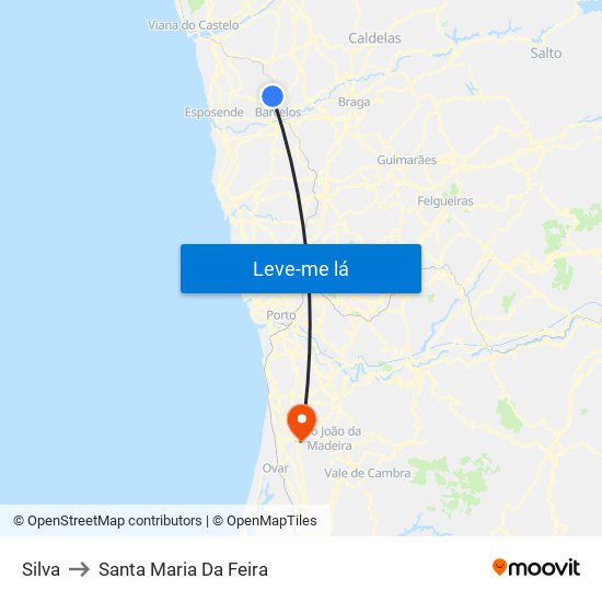 Silva to Santa Maria Da Feira map