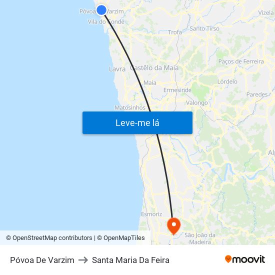 Póvoa De Varzim to Santa Maria Da Feira map