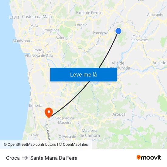 Croca to Santa Maria Da Feira map