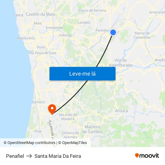 Penafiel to Santa Maria Da Feira map