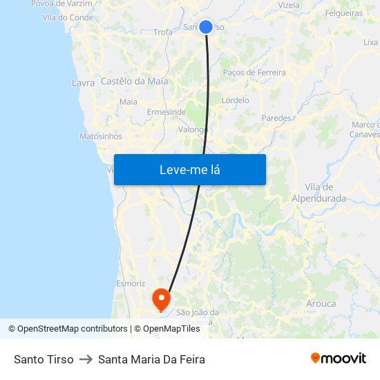 Santo Tirso to Santa Maria Da Feira map