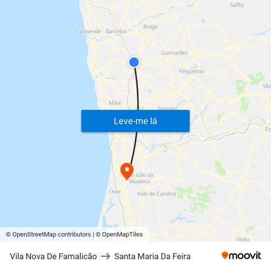 Vila Nova De Famalicão to Santa Maria Da Feira map