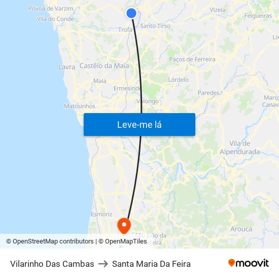 Vilarinho Das Cambas to Santa Maria Da Feira map