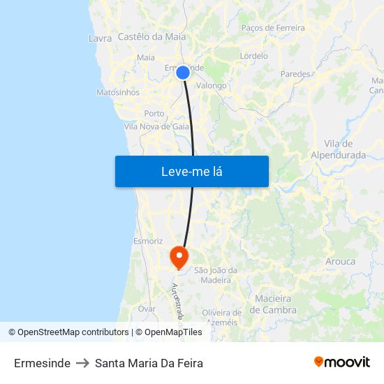 Ermesinde to Santa Maria Da Feira map