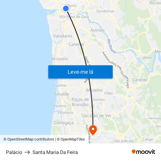 Palácio to Santa Maria Da Feira map