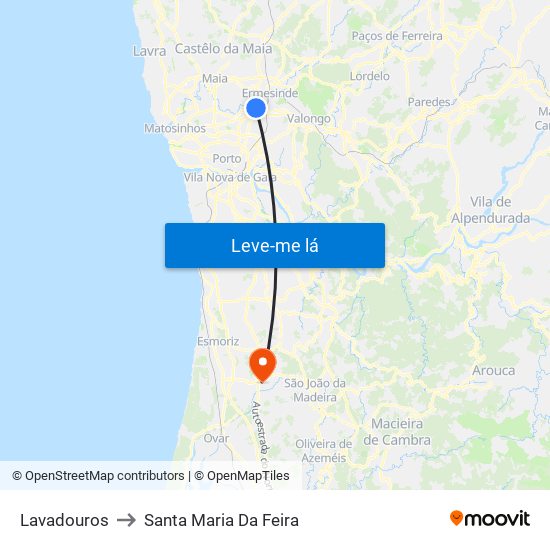 Lavadouros to Santa Maria Da Feira map