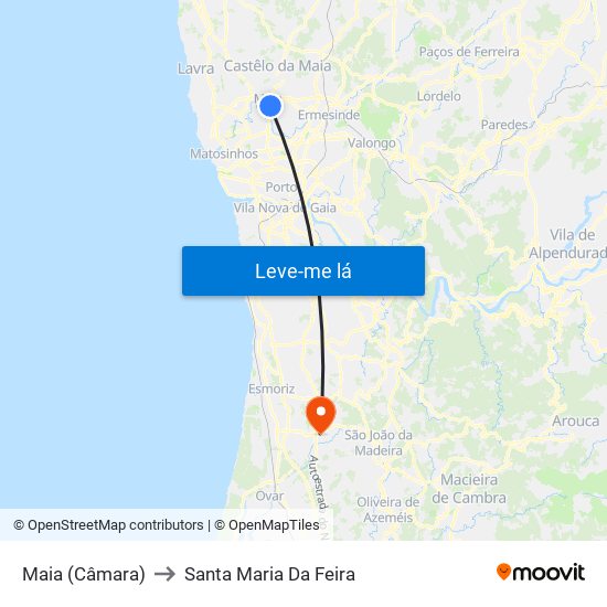 Maia (Câmara) to Santa Maria Da Feira map