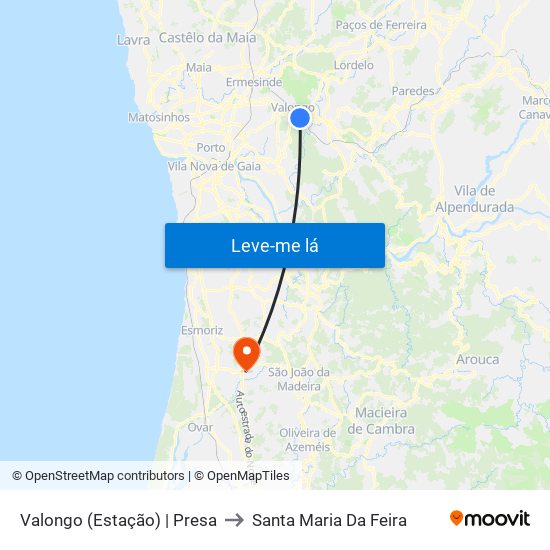 Valongo (Estação) | Presa to Santa Maria Da Feira map